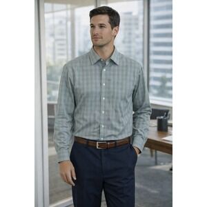 Brooks Brothers 1818 Regent Fit Shirt Mens 16.5 2/3 Green Plaid Non-Iron Cotton